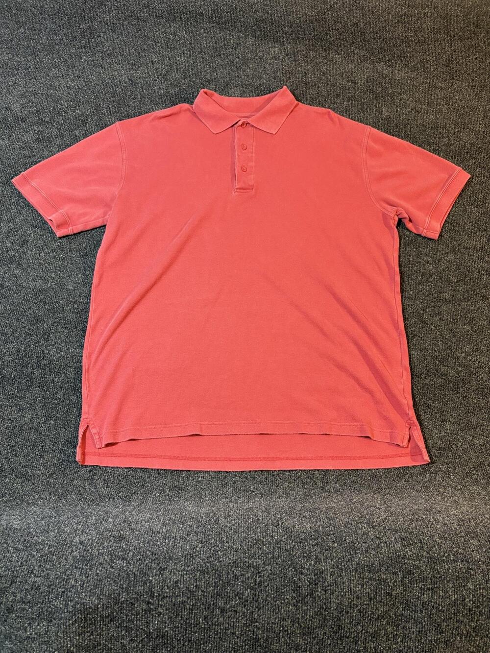 Eddie Bauer Polo Shirt Mens LT Tall Red 100% Cotton Short Sleeve Knit Casual